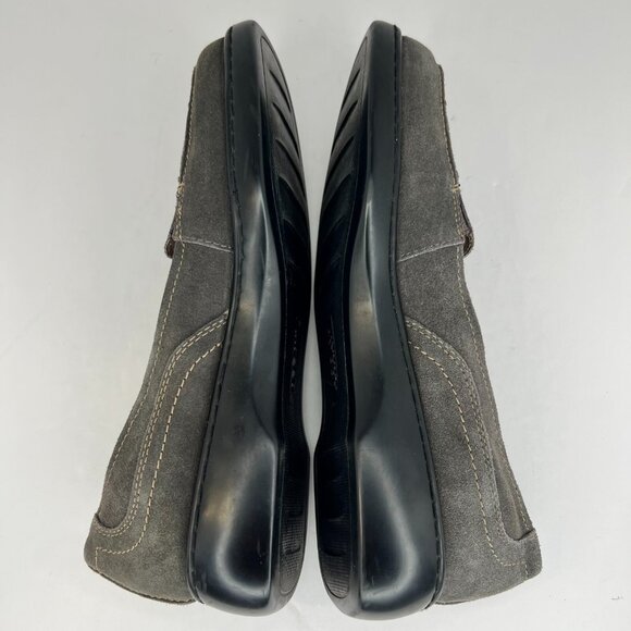 Array Womens Superior Gray Leather Flat Square Toe Slip On Size 12 N Loafers - Picture 6 of 9